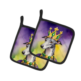 King of Mardi Gras Pair of Pot Holders (Dog Breed: Greyhound 4811, size: 7.5HX7.5W)