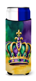 Mardi Gras 2024 Hugger for Ultra Slim Cans (Dog Breed: King's Crown, size: Slim Can)