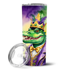 Mardi Gras 2024 Stainless Steel Skinny Tumbler (Design: Alligator 5217, size: 20 oz)