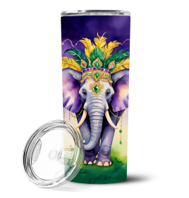 Mardi Gras 2024 Stainless Steel Skinny Tumbler (Design: Elephant 5221, size: 20 oz)