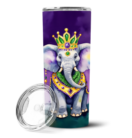 Mardi Gras 2024 Stainless Steel Skinny Tumbler (Design: Elephant 5222, size: 20 oz)