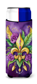 Mardi Gras 2024 Hugger for Ultra Slim Cans (Dog Breed: Fleur de lis 5224, size: Slim Can)