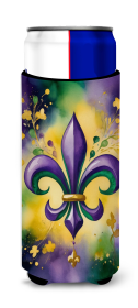 Mardi Gras 2024 Hugger for Ultra Slim Cans (Dog Breed: Fleur de lis 5228, size: Slim Can)