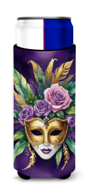 Mardi Gras 2024 Hugger for Ultra Slim Cans (Dog Breed: Mask 5237, size: Slim Can)