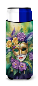 Mardi Gras 2024 Hugger for Ultra Slim Cans (Dog Breed: Mask 5239, size: Slim Can)