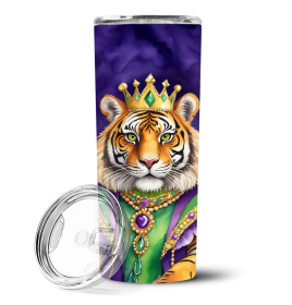 Mardi Gras 2024 Stainless Steel Skinny Tumbler (Design: Tiger 5248, size: 20 oz)