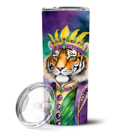 Mardi Gras 2024 Stainless Steel Skinny Tumbler (Design: Tiger 5250, size: 20 oz)