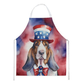 Patriotic American Apron (Dog Breed: Basset Hound 5649, size: large)