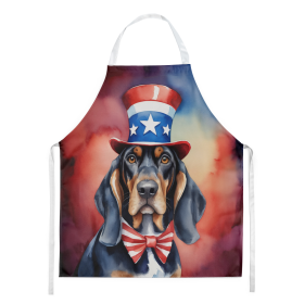 Patriotic American Apron (Dog Breed: Black and Tan Coonhound 5660, size: large)