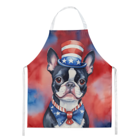 Patriotic American Apron (Dog Breed: Boston Terrier 5666, size: large)