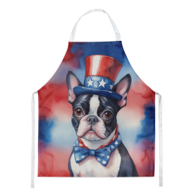 Patriotic American Apron (Dog Breed: Boston Terrier 5667, size: large)