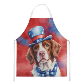 Patriotic American Apron (Dog Breed: Brittany Spaniel 5671, size: large)