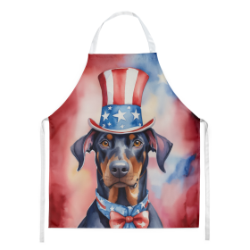 Patriotic American Apron (Dog Breed: Doberman Pinscher 5702, size: large)