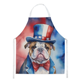 Patriotic American Apron (Dog Breed: English Bulldog 5706, size: large)