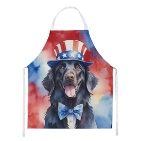Patriotic American Apron (Dog Breed: Flat-Coated Retriever 5714, size: large)