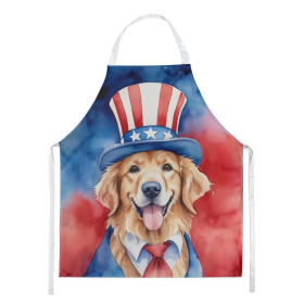 Patriotic American Apron (Dog Breed: Golden Retriever 5725, size: large)