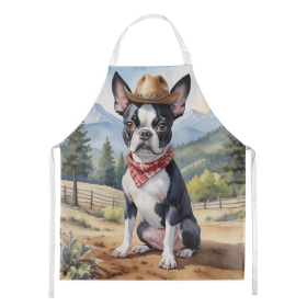 Cowboy Welcome Apron (Design: Boston Terrier 5861, size: large)
