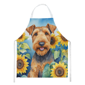 In Sunflowers Apron (Dog Breed: Airedale Terrier 6002, size: large)