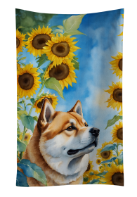 In Sunflowers Kitchen Towel (Dog Breed: Akita 6003, size: 25Hx15W)