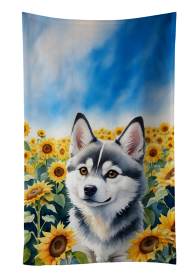 In Sunflowers Kitchen Towel (Dog Breed: Alaskan Klee Kai 6004, size: 25Hx15W)