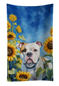 In Sunflowers Kitchen Towel (Dog Breed: American Bulldog 6006, size: 25Hx15W)