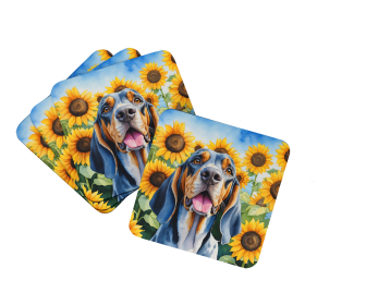 In Sunflowers Foam Coasters (Dog Breed: American English Coonhound 6007, size: 3.5)