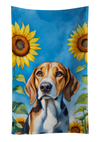 In Sunflowers Kitchen Towel (Dog Breed: American Foxhound 6009, size: 25Hx15W)
