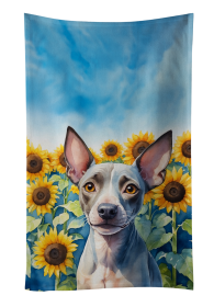 In Sunflowers Kitchen Towel (Dog Breed: American Hairless Terrier 6010, size: 25Hx15W)
