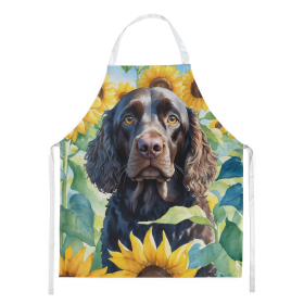 In Sunflowers Apron (Dog Breed: American Water Spaniel 6011, size: large)