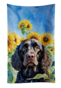 In Sunflowers Kitchen Towel (Dog Breed: American Water Spaniel 6011, size: 25Hx15W)