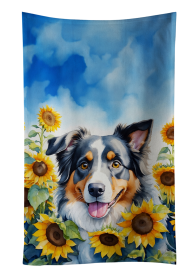 In Sunflowers Kitchen Towel (Dog Breed: Australian Shepherd 6014, size: 25Hx15W)