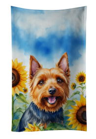 In Sunflowers Kitchen Towel (Dog Breed: Australian Terrier 6015, size: 25Hx15W)