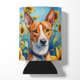 In Sunflowers Can or Bottle Hugger (Dog Breed: Basenji 6016, size: Can Hugger)