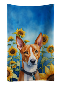In Sunflowers Kitchen Towel (Dog Breed: Basenji 6016, size: 25Hx15W)
