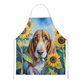 In Sunflowers Apron (Dog Breed: Basset Hound 6017, size: large)