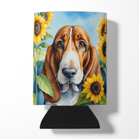 In Sunflowers Can or Bottle Hugger (Dog Breed: Basset Hound 6017, size: Can Hugger)