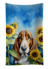 In Sunflowers Kitchen Towel (Dog Breed: Basset Hound 6017, size: 25Hx15W)