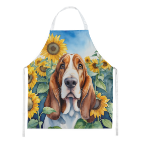 In Sunflowers Apron (Dog Breed: Basset Hound 6018, size: large)