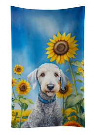 In Sunflowers Kitchen Towel (Dog Breed: Bedlington Terrier 6021, size: 25Hx15W)