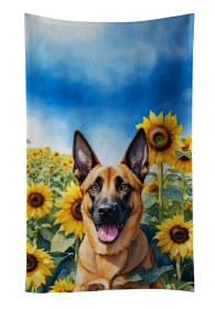 In Sunflowers Kitchen Towel (Dog Breed: Belgian Malinois 6022, size: 25Hx15W)