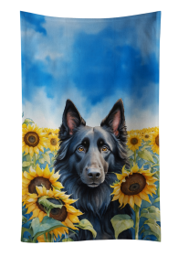 In Sunflowers Kitchen Towel (Dog Breed: Belgian Sheepdog 6023, size: 25Hx15W)