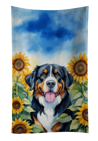 In Sunflowers Kitchen Towel (Dog Breed: Bernese Mountain Dog 6026, size: 25Hx15W)