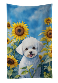In Sunflowers Kitchen Towel (Dog Breed: Bichon Frise 6027, size: 25Hx15W)