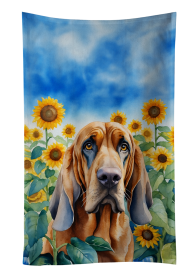 In Sunflowers Kitchen Towel (Dog Breed: Bloodhound 6029, size: 25Hx15W)