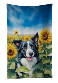 In Sunflowers Kitchen Towel (Dog Breed: Border Collie 6031, size: 25Hx15W)