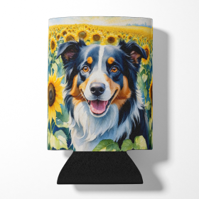 In Sunflowers Can or Bottle Hugger (Dog Breed: Border Collie 6032, size: Can Hugger)