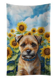 In Sunflowers Kitchen Towel (Dog Breed: Border Terrier 6033, size: 25Hx15W)
