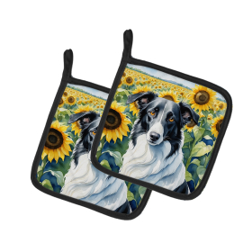 In Sunflowers Pair of Pot Holders (Design: Borzoi 6034, size: 7.5HX7.5W)