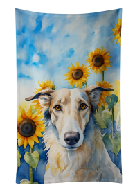 In Sunflowers Kitchen Towel (Dog Breed: Borzoi 6035, size: 25Hx15W)