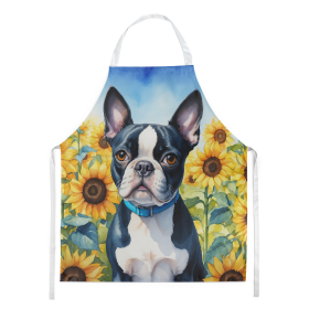 In Sunflowers Apron (Dog Breed: Boston Terrier 6036, size: large)
